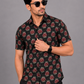 KURAJ Men's Black Floral Printed Regular Fit Half Sleeve Casual Shirt