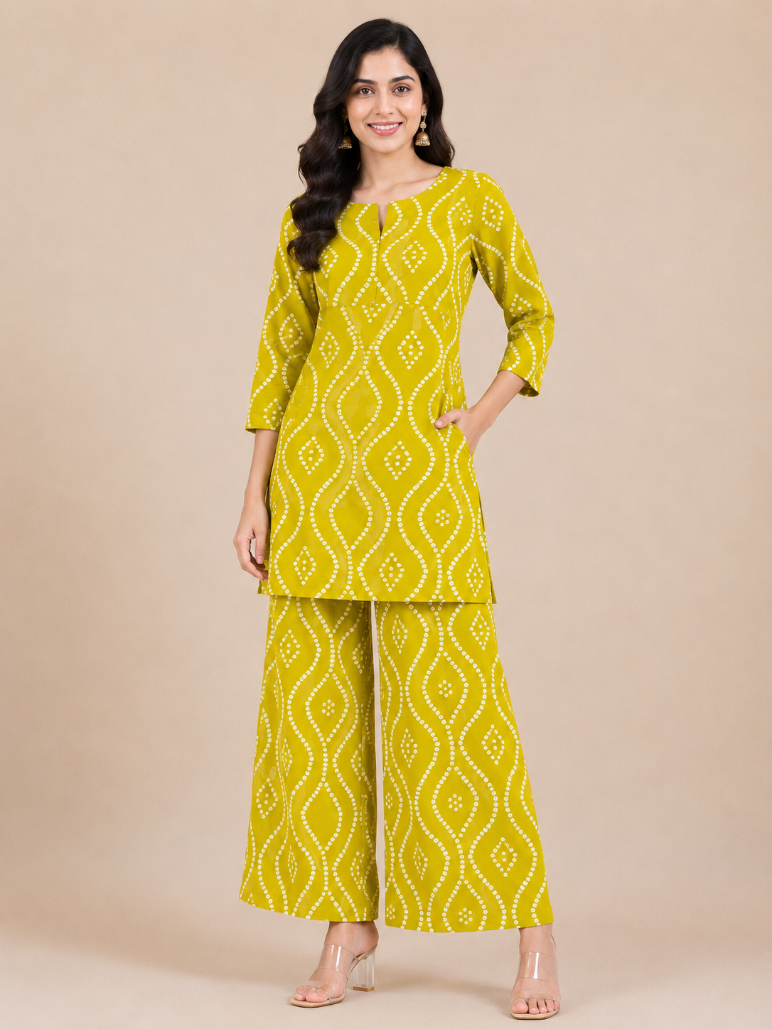 Kuraj Tunic Palazzos Co-ords Set - Geometric Printed