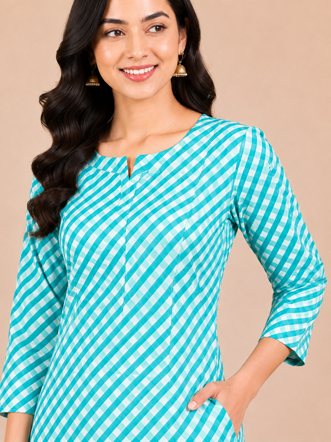 Kuraj Tunic Palazzos Co-ords Set - Checked Print