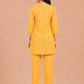Kuraj Kurta & Straight Pants Co-ords Set - Elegant Mustard Yellow Print