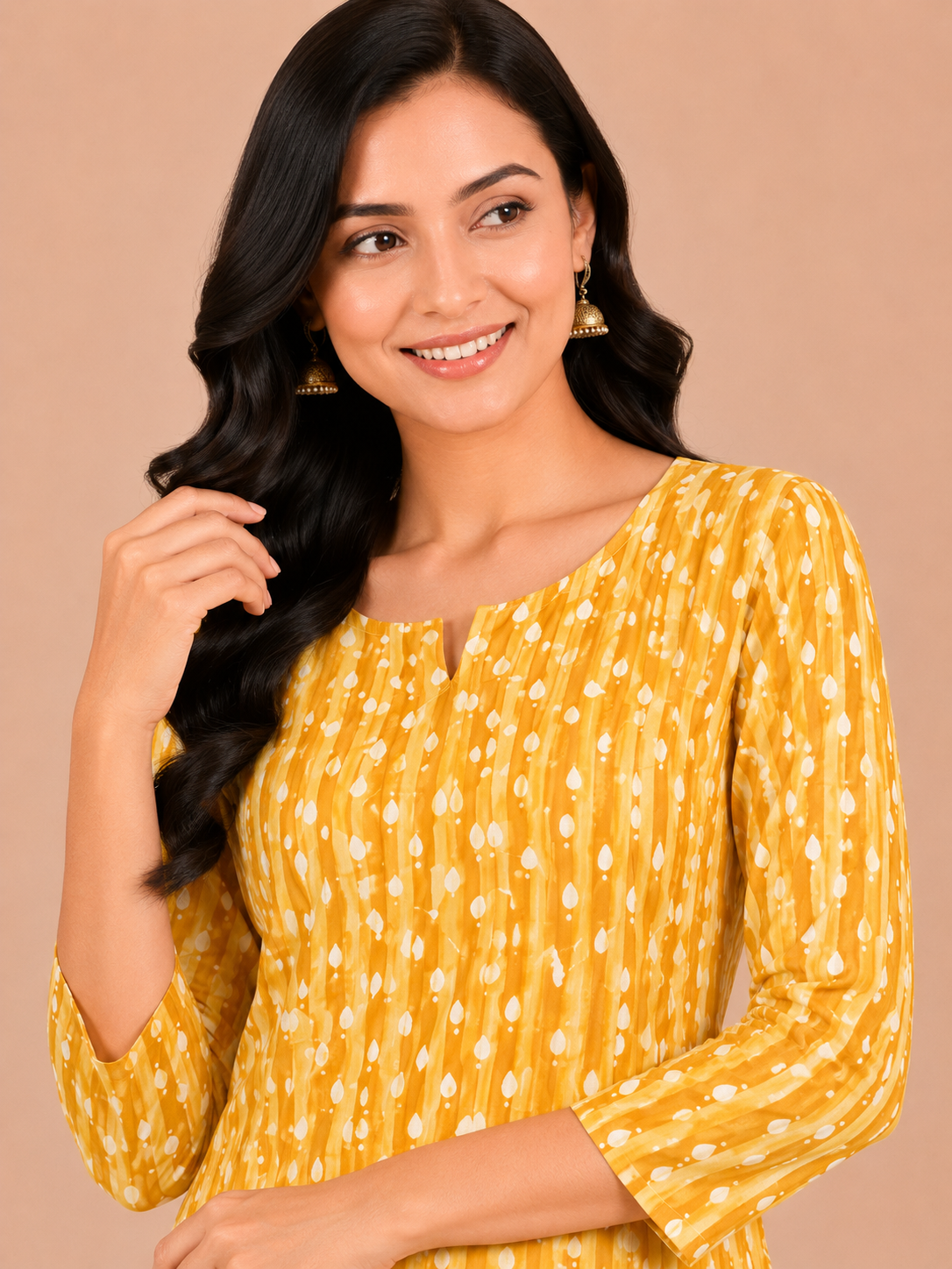 Kuraj Kurta & Straight Pants Co-ords Set - Elegant Mustard Yellow Print