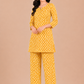Kuraj Kurta & Straight Pants Co-ords Set - Elegant Mustard Yellow Print