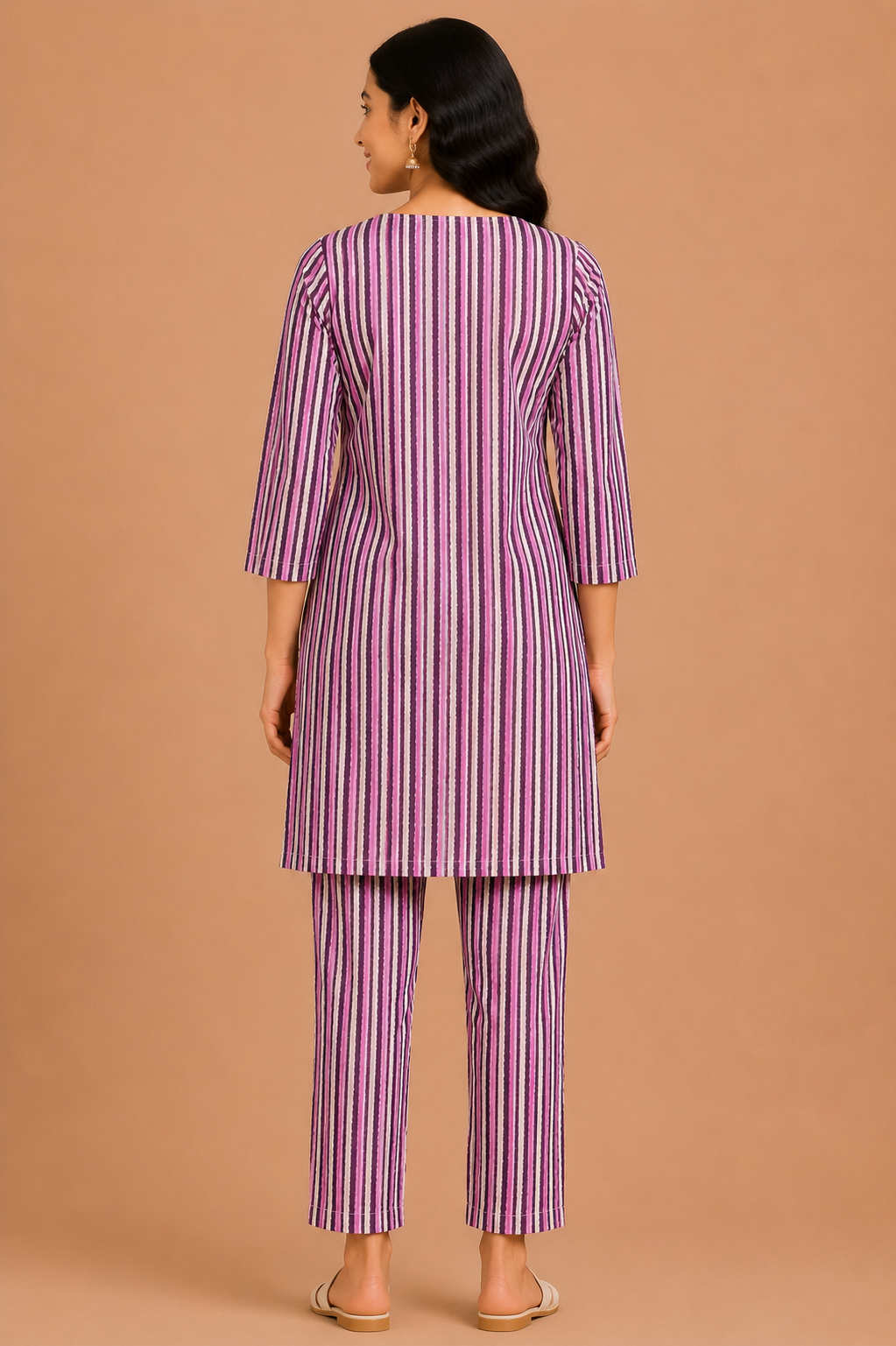 Kuraj Tunic Pant Co-ords Set - Stripe Print