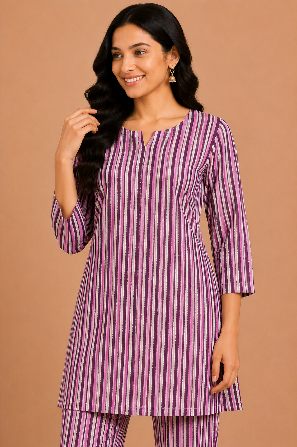 Kuraj Tunic Pant Co-ords Set - Stripe Print