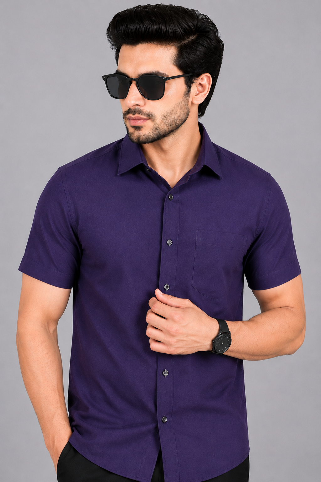 Kuraj Men Regular Fit Solid Spread Collar Casual Shirt