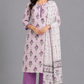 KURAJ Women's Lavender Floral Printed Kurta Pant with Dupatta Set
