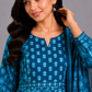 KURAJ Women's Teal Blue Floral Printed Kurta Pant with Dupatta Set