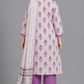 KURAJ Women's Lavender Floral Printed Kurta Pant with Dupatta Set