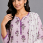 KURAJ Women's Lavender Floral Printed Kurta Pant with Dupatta Set