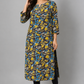 KURAJ Women's Floral Printed Cotton Blend Straight Kurta with 3/4 Sleeves