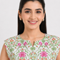 KURAJ Women's White Floral Printed Sleeveless Cotton Tunic Top
