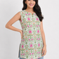 KURAJ Women's White Floral Printed Sleeveless Cotton Tunic Top