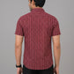 KURAJ Men's Maroon Geometric Striped Regular Fit Half Sleeve Casual Shirt